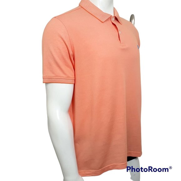 Izod Men's Orange Collared Natural Stretch Short Sleeve Polo Shirt Size L - Picture 2 of 11